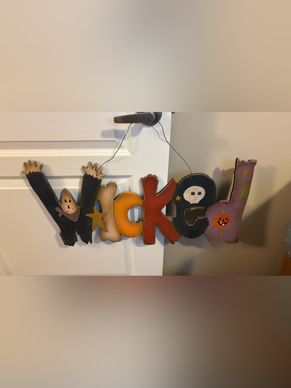 Rustic Halloween Trick or Treat Hanging Wall Decor - Multicolor